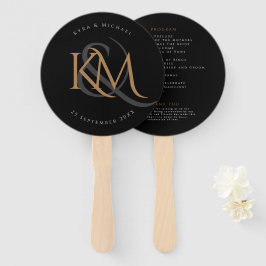 Black Gold Monogram Modern Elegant Wedding Program Handwaaier