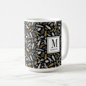 Black Gold Monogram Name Christmas Holiday Koffiemok (Voorkant rechts)