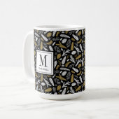 Black Gold Monogram Name Christmas Holiday Koffiemok (Voorkant links)