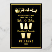 Black Gold Monogram Pas getrouwd Mr. en Mrs. Folie Feestdagenkaart (Voorkant)