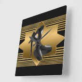 Black Gold Monogram Pattern & High Heels Vierkante Klok (Hoek)