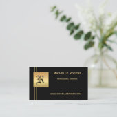 Black Gold Monogram Professional Visitekaartje (Staand voorkant)