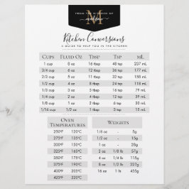 Black Gold Monogram Recipe Kitchen Conversies