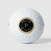 Black Gold Monogram - Speciaal Groomsman Golfballen (Voorkant)
