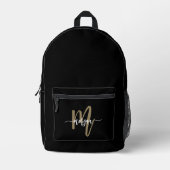 Black Gold Monogram Terug naar school Bedrukte Rugzak (Voorkant)