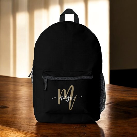 Black Gold Monogram Terug naar school Bedrukte Rugzak