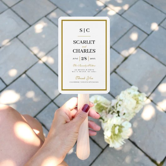 Black & Gold Monogram Wedding Ceremony Program Handwaaier