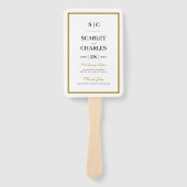 Black & Gold Monogram Wedding Ceremony Program Handwaaier (Voorkant)