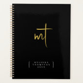 Black Gold Monogrammed Initialen Script Appointing Planner (Voorkant)