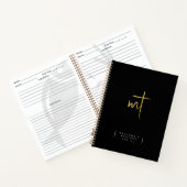 Black Gold Monogrammed Initialen Script Recipe Notitieboek (Binnen)