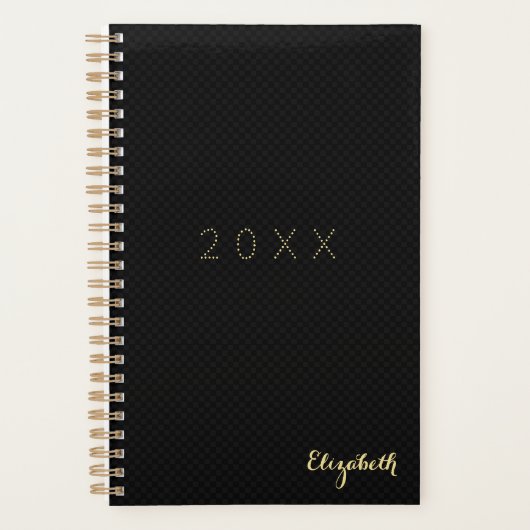 Black Gold Monogrammed Weekly Maandelijks 2026 Pla Planner (Voorkant)