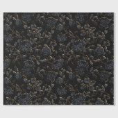 Black & Gold Moonlit Dahlias Floral Elegant Cadeaupapier (Vlak)