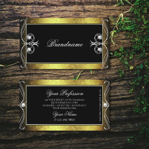 Black Gold Mosaic  Ornament Sparkle Diamonds Visitekaartje