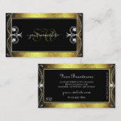 Black Gold Mosaic  Sparkle Diamonds Initialen Visitekaartje (Voorkant / Achterkant)