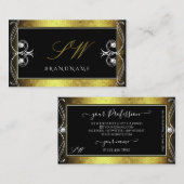 Black Gold Mosaic Sparkle Diamonds Monogram Visitekaartje (Voorkant / Achterkant)