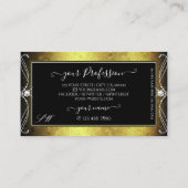 Black Gold Mosaic Sparkle Diamonds Monogram Visitekaartje (Achterkant)
