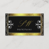 Black Gold Mosaic  Sparkle Diamonds Monogram Visitekaartje (Voorkant)