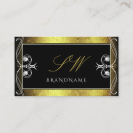 Black Gold Mosaic  Sparkle Diamonds Monogram Visitekaartje