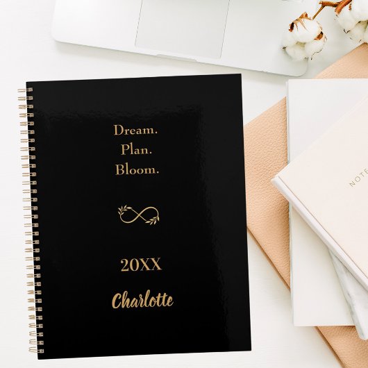 Black gold motivational quote 2026 planner