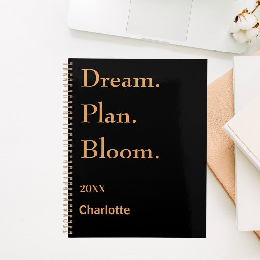 Black gold motivational quote 2026 planner