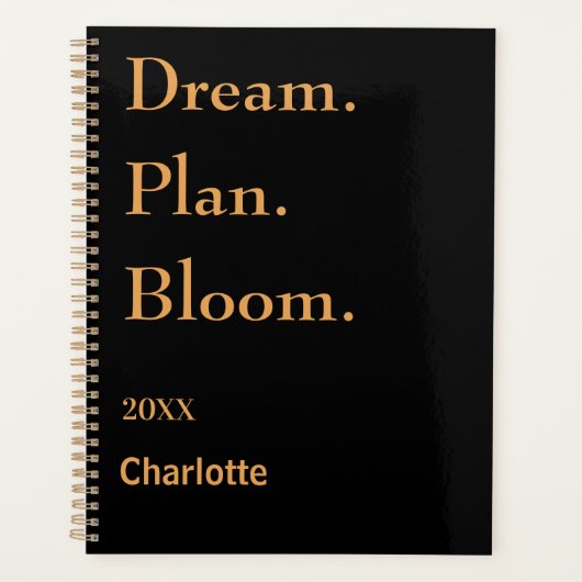 Black gold motivational quote 2026 planner (Voorkant)