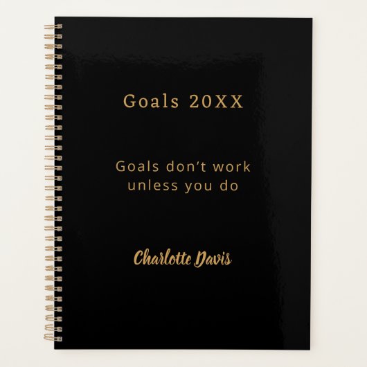 Black gold motivational quote goals planner (Voorkant)