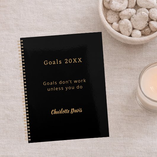 Black gold motivational quote goals planner