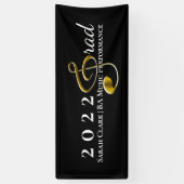 Black Gold Music Afstuderen Treble Clef Gepersonal Spandoek (Verticaal)