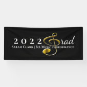 Black Gold Music Afstuderen Treble Clef Gepersonal Spandoek (Horizontaal)