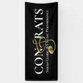 Black Gold Music Afstuderen Treble Clef Gepersonal Spandoek (Verticaal)