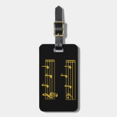 BLACK GOLD MUSIC LOVER DAD TREBLE BASS CLEF NOTES BAGAGELABEL (Voorkant verticaal)