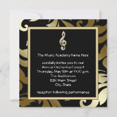 Black Gold Music Treble Clef Musical Event Kaart (Achterkant)