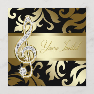 Black Gold Music Treble Clef Musical Event Kaart
