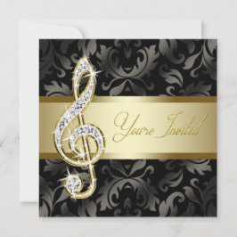 Black Gold Music Treble Clef Receptie Kaart