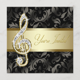 Black Gold Music Treble Clef Receptie Kaart