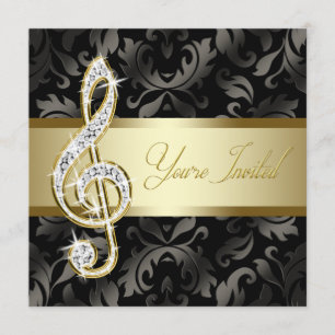Black Gold Music Treble Clef Receptie Kaart