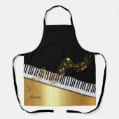 Black Gold Muzieknoten, Piano Keys-Personalized Schort (Voorkant)