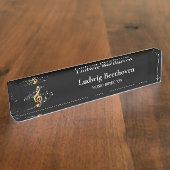 Black Gold Muzieknoten Treble Clef Naambordje (Zijkant)