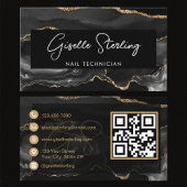 Black Gold Nail Technician QR Code   Visitekaartje
