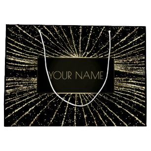Black Gold Name Luxury Wedding Brand Confetti Groot Cadeauzakje