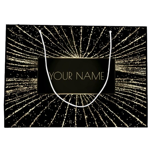 Black Gold Name Luxury Wedding Brand Confetti Groot Cadeauzakje (Achterkant)