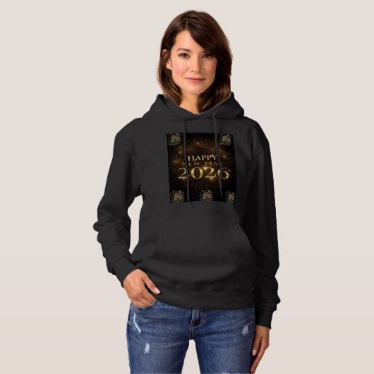 black gold new year hoodie 2026 (Voorkant volledig)