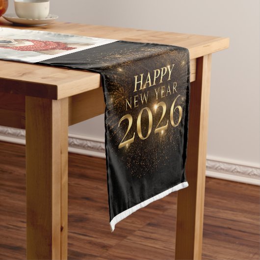 black gold new year Table Runner Korte Tafelloper (Voorbeeld)