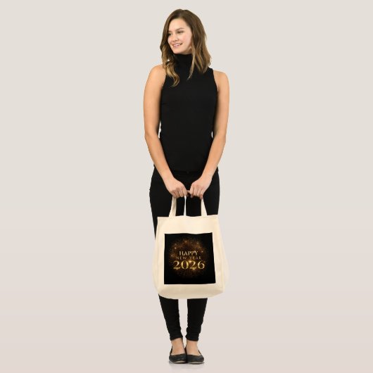 black gold new year tote bag (Voorkant (model))