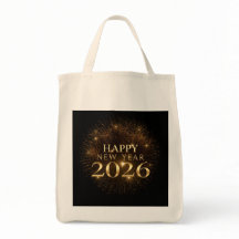 black gold new year tote bag