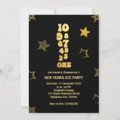 Black Gold New Years Eve Countdown Party Kaart (Voorkant)
