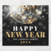 Black Gold New Year's Eve Party Sparkling Wijnetiket (Enkel label)