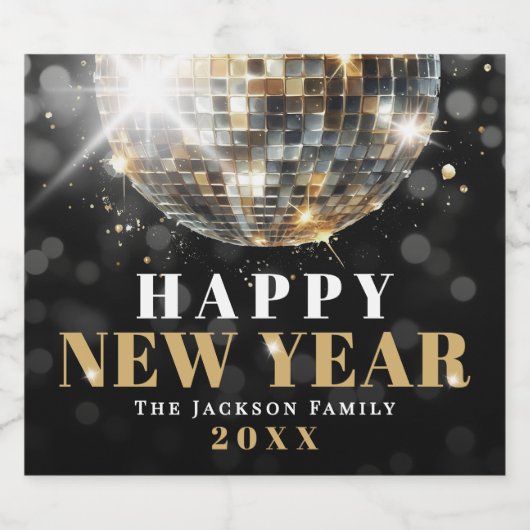 Black Gold New Year's Eve Party Sparkling Wijnetiket (Enkel label)