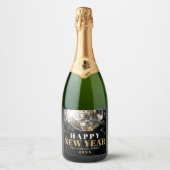 Black Gold New Year's Eve Party Sparkling Wijnetiket (Voorkant)
