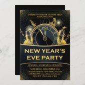 Black Gold Nieuwjaarsfeest Kaart (Voorkant / Achterkant)